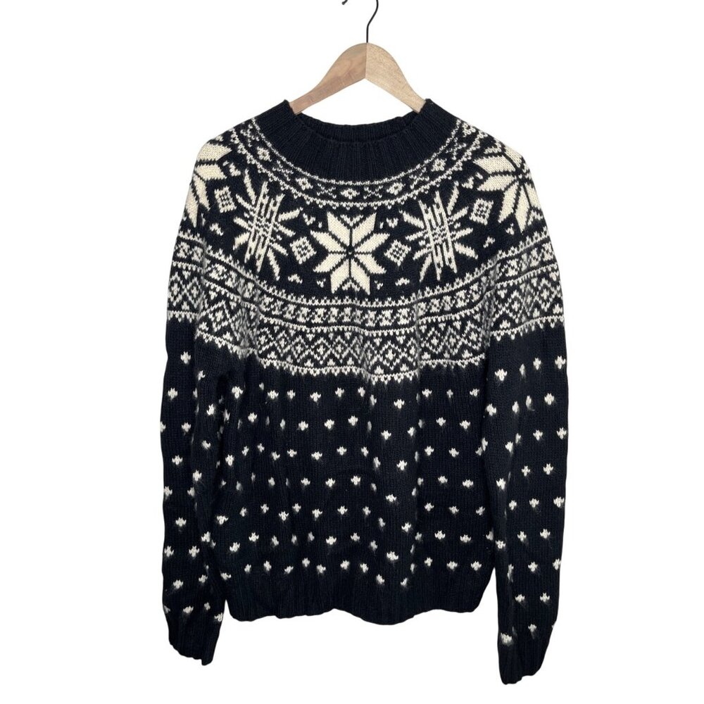 Ralph Lauren Purple Label Mens Handknit Cashmere Snowflake FairIsle Sweater L